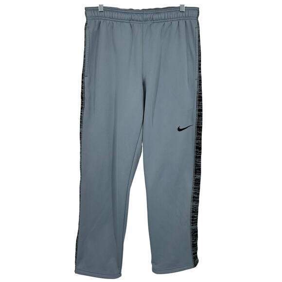 Vintage y2k Nike Men's L therma fit grey Wide Leg Baggy Sweatpants synch ankles - Picture 2 of 9